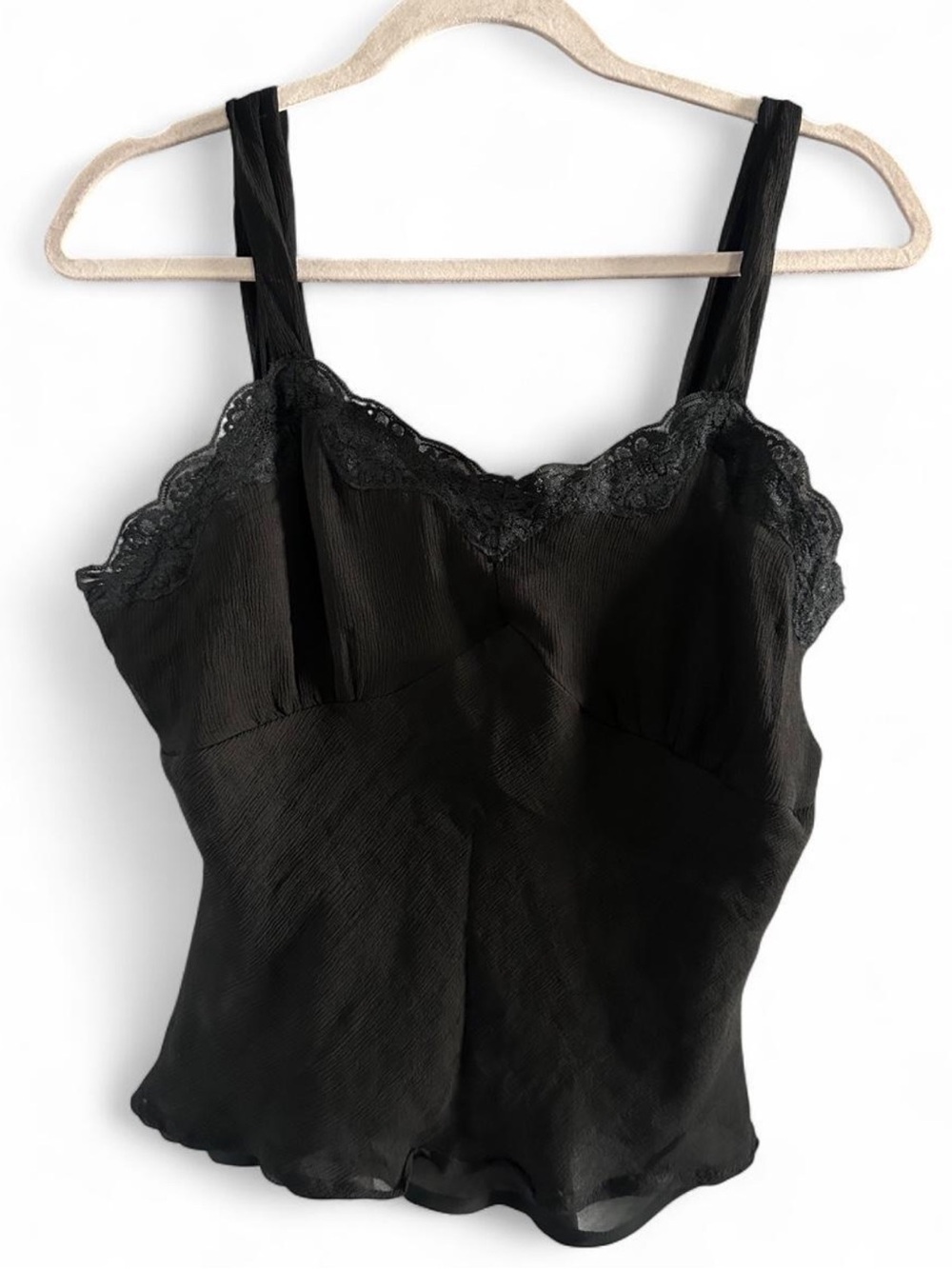 Chadwicks Black Lace-Trim Silk Camisole